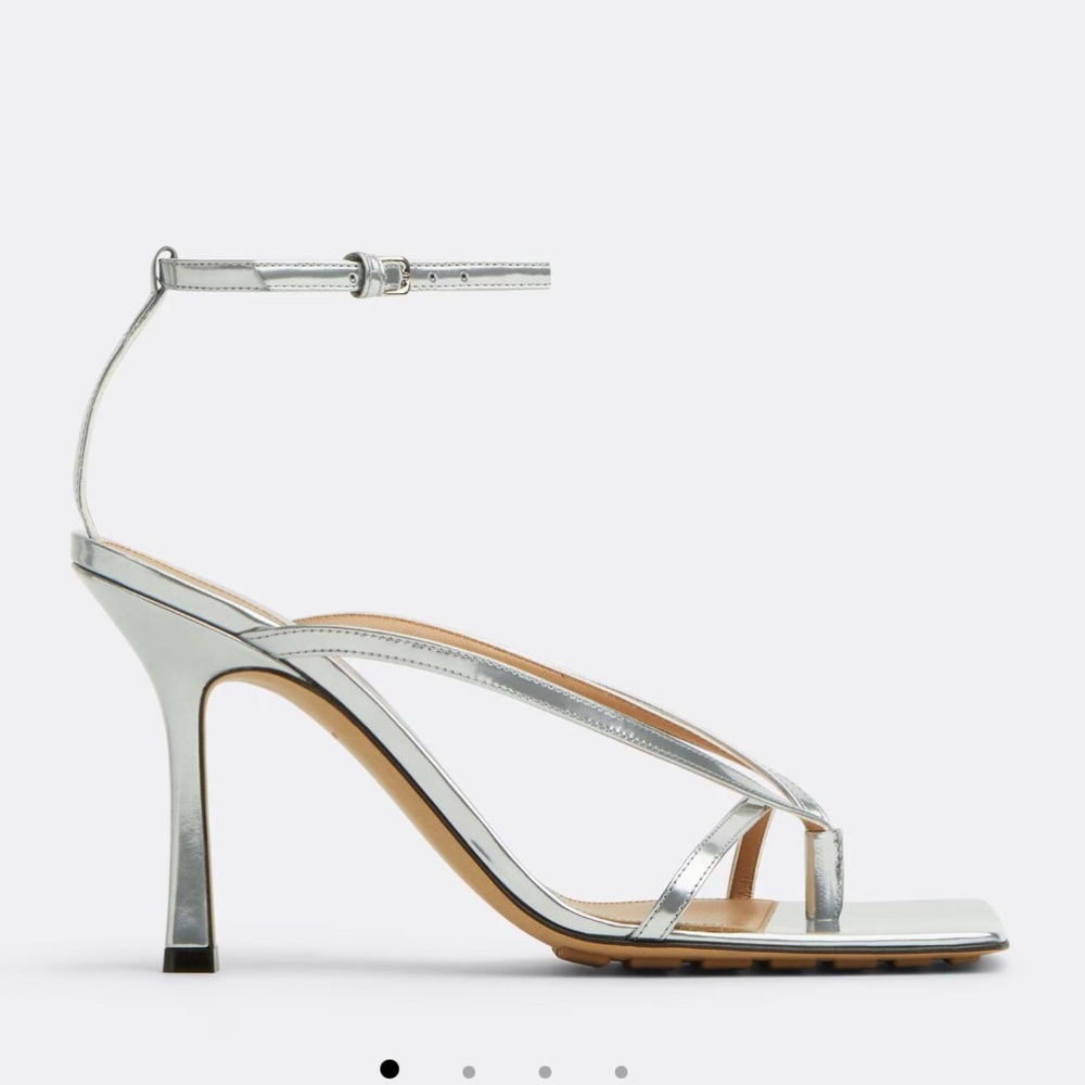 Bottega Vaneta Stretch Heel Sandal 38.5 silver